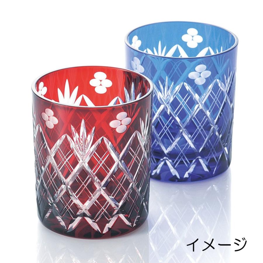 木箱入 赤 ロックグラス 小花剣矢来紋 ショップオモテナシ 小花剣矢来紋 赤 ロックグラス 江戸切子