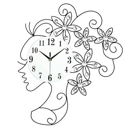 クーポン使える 壁時計 掛け時計 壁掛け時計 掛け時計 アイアン 連続秒針 おしゃれ ウォールクロック 北欧 デザイナー 連続秒針 花 音しない ウォールクロック 無音 デザイン 美人 タイムセールp