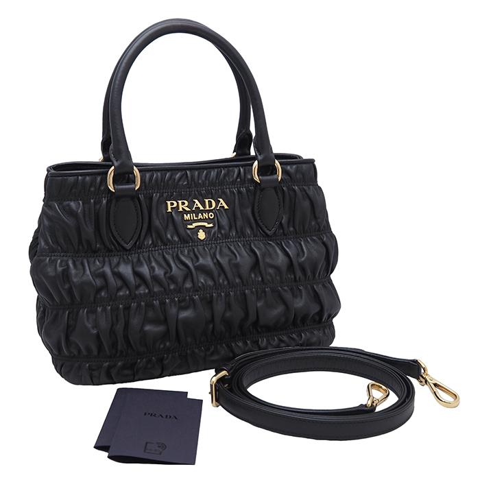 PRADAナッパレザーゴーフル　ギャザーバッグ 2WAYショルダーバッグ PRADA（プラダ） 2way ハンドバッグ ショルダーバッグ ナッパレザー