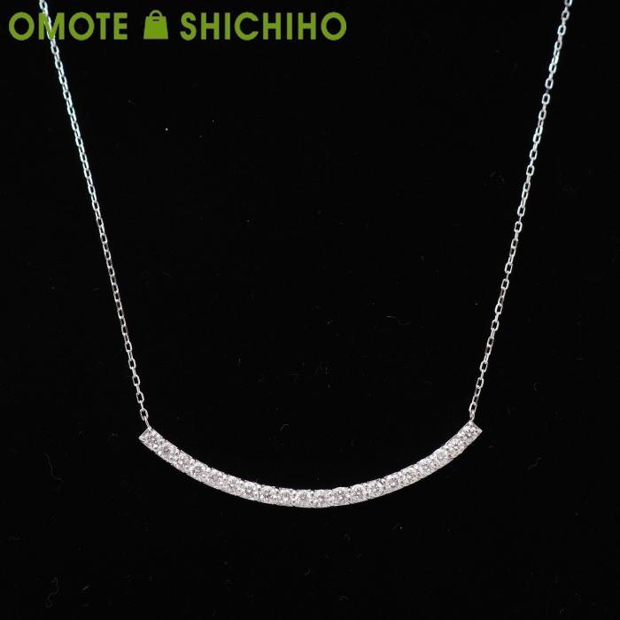 K18 WG ダイヤモンド ネックレス ペンダント 1.00ct 750 バー ホワイト 