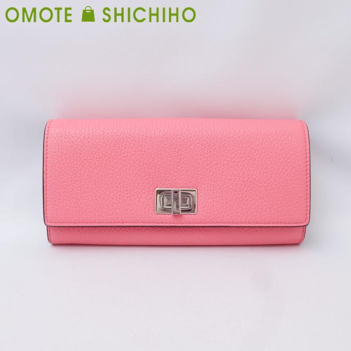 FENDI】 長財布 ピンク レザーセレリア