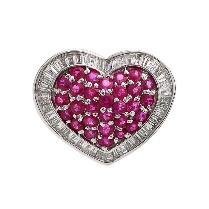 K18 WG ルビー ダイヤモンド ハート リング 12号 R:3.45ct D:2.05ct 18 
