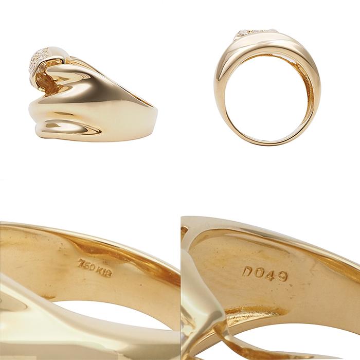 72N4940S】K18 天然ダイヤモンド リング 11号