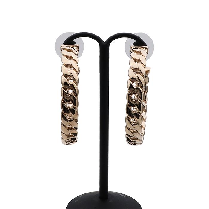 CHANEL シャネル ココマーク チェーン フープ ピアス 2024年製 メタル クリスタル CCマーク アクセサリー 両耳用 美品◆中古A+ランクの画像