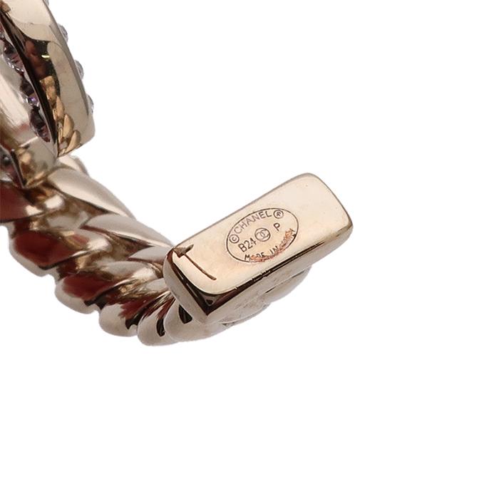 CHANEL シャネル ココマーク チェーン フープ ピアス 2024年製 メタル クリスタル CCマーク アクセサリー 両耳用 美品◆中古A+ランクの画像