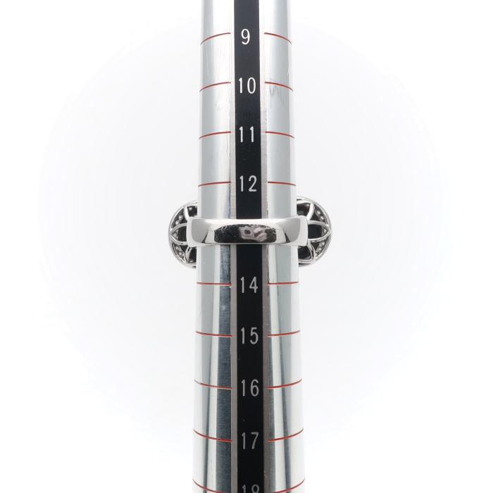 K18 WG オニキス フラワー ダイヤモンド リング 13号 D:0.65ct  