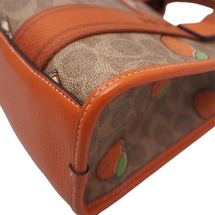 COACH コーチ スミス トート 24 2way バッグ ハンドバッグ シグネチャー キャンバス オレンジ  CAR81 美品◆中古A+ランクの画像