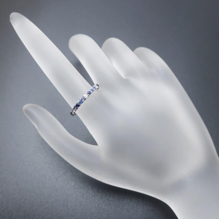 Pt900 サファイア ハーフ エタニティ リング 指輪 #11 11号