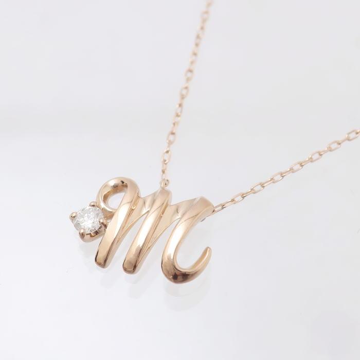 4℃ ヨンドシー ダイヤモンド イニシャル M ネックレス ペンダント K18 