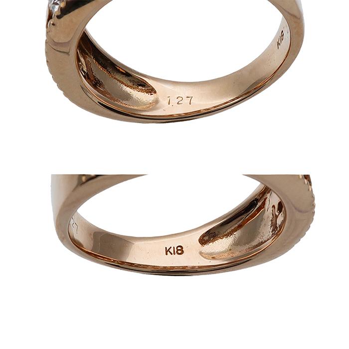 K18 PG ダイヤモンド リング 指輪 #12 12号 D:1.27ct 18K 750 ピンク 