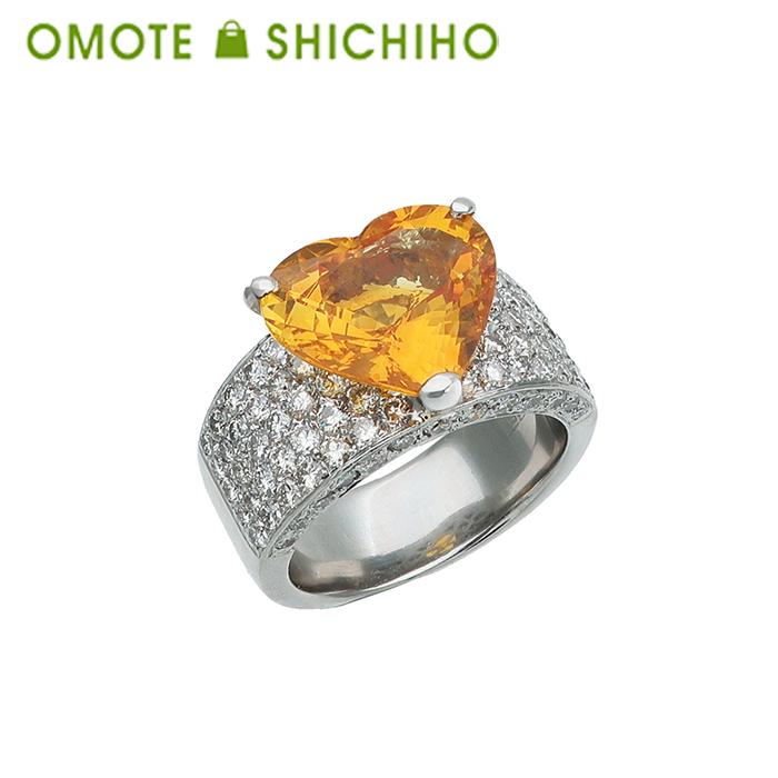 PT900 ゴールデンサファイア リング 指輪 #15 15号 S:7.82ct D:2.38ct 
