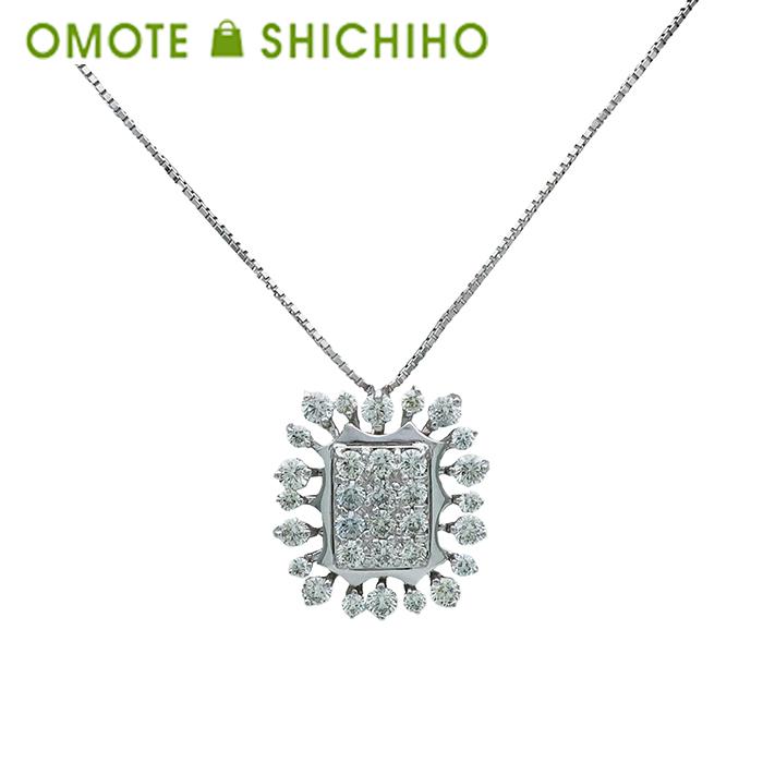 K18 WG ダイヤモンド ペンダント ネックレス スクエア D:1.20ct