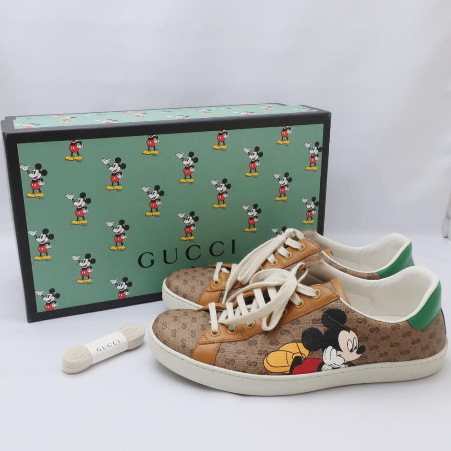が大特価 コラボ ディズニー 約27cm 8 靴 シューズ スニーカー グッチ Gucci おもて質舗 ミッキー クリーニング済 中古aランク 013 メンズ ブラウン シューズ Rankinengineering Com