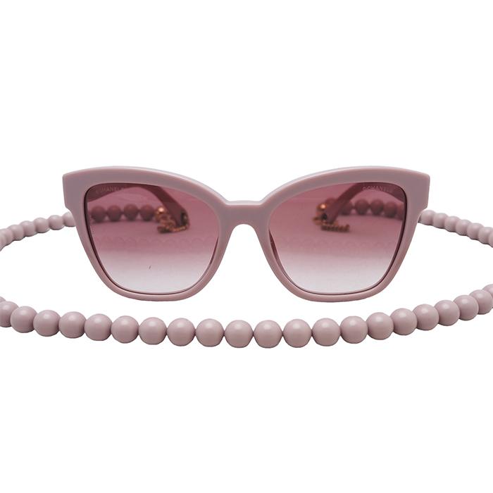 CHANEL シャネル ボールチェーン サングラス 5487-A ピンク ゴールド アクセサリー アイウェア レディース 美品◆中古Aランクの画像