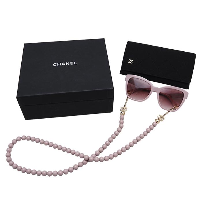 CHANEL シャネル ボールチェーン サングラス 5487-A ピンク ゴールド アクセサリー アイウェア レディース 美品◆中古Aランクの画像