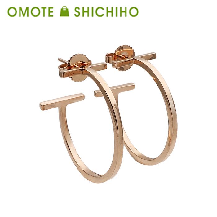 Tiffany T & Co. ティファニー フープ ピアス ミディアム Au750 K18 PG