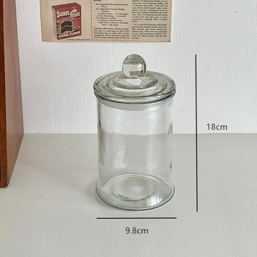 レトロ風 ガラスキャニスター 蓋付き 密封 保存容器 無地 シンプル お