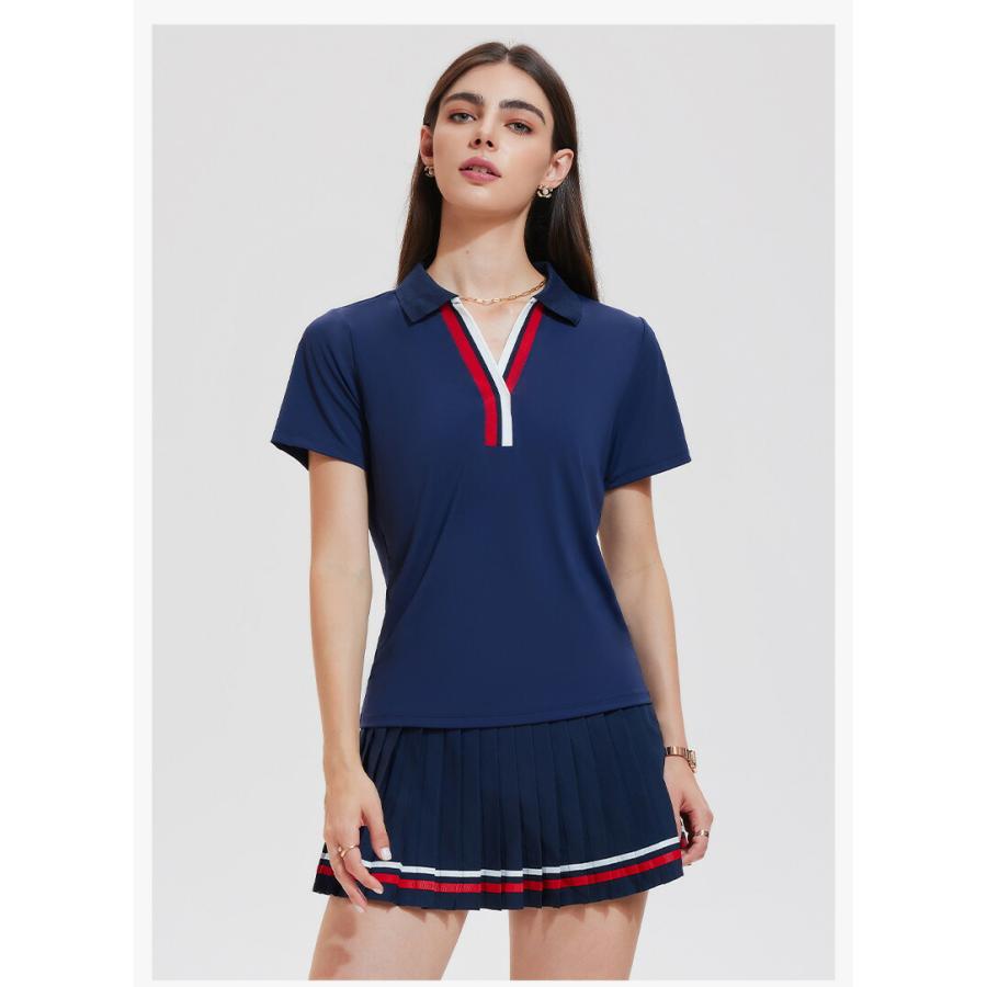 テニスウェア レディース セットアップ 半袖 ポロシャツ プリーツ