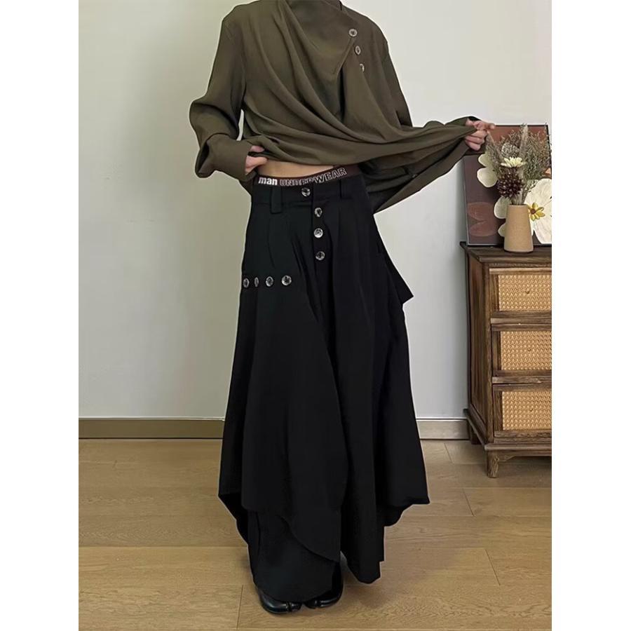 アシンメトリー ワイドパンツ メンズ クロップド 九分丈 アンクル丈