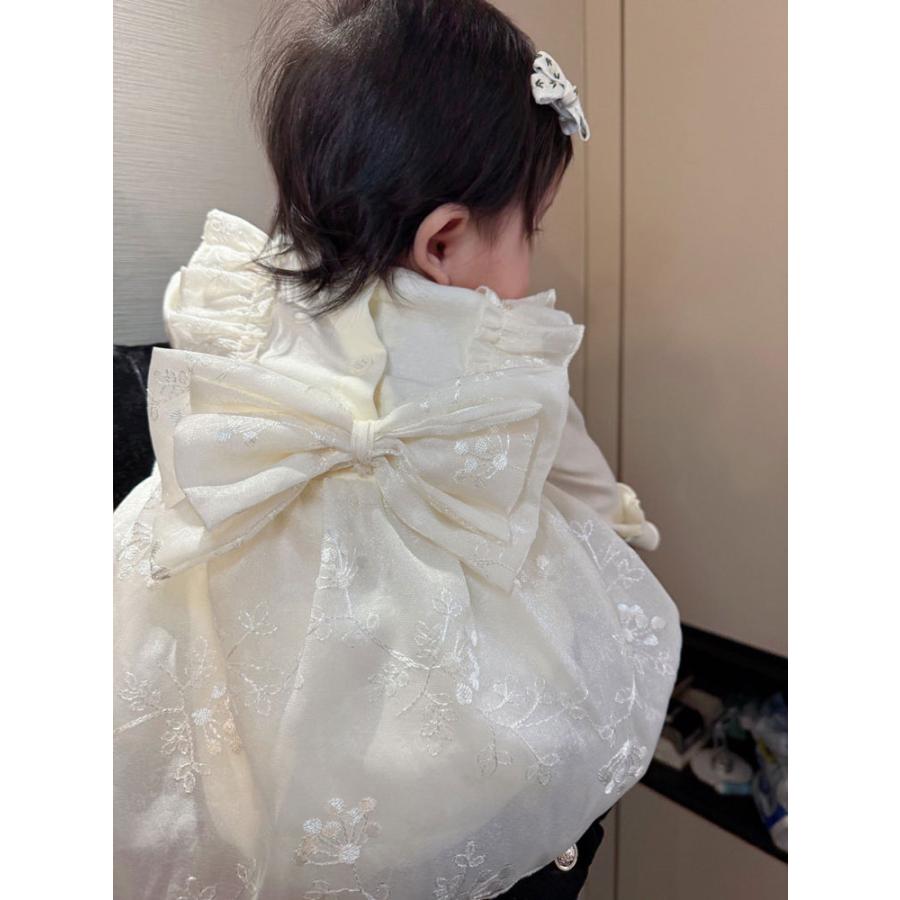 ベビー セレモニー ドレス 女の子 ロンパース 長袖 帽子付き 新生児