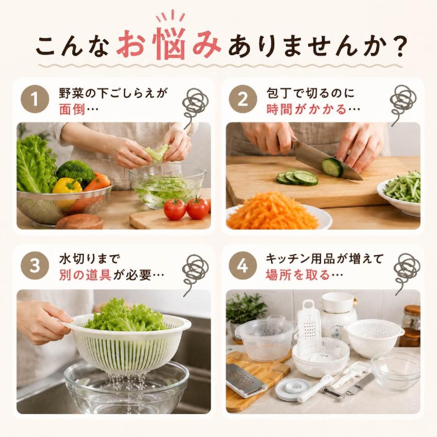 野菜スライサー 水切りボウル 一体型 多機能 千切り おろし器 交換