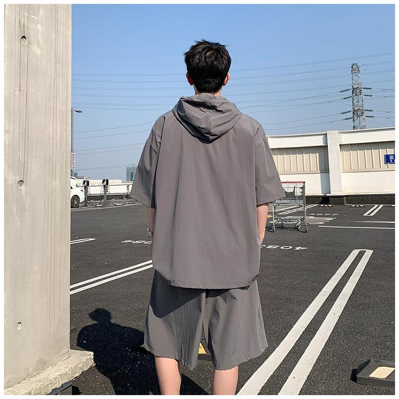 メンズ 薄手 ジャージ 上下セット 半袖 ハーフパンツ ハーフジップ