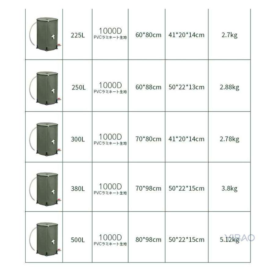 雨水タンク 50L 100L 200L 300L 500L 折りたたみ式 蛇口付き 家庭用