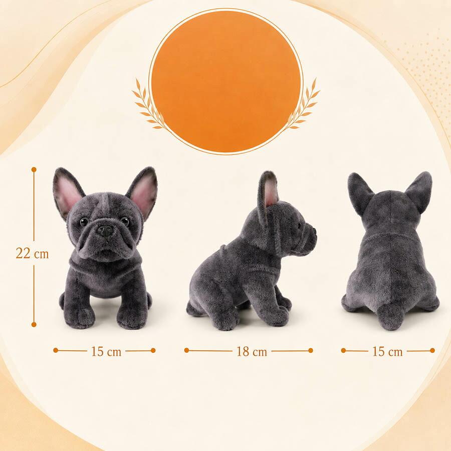 フレンチブルドッグ ぬいぐるみ 22cm 犬 ブラウン ブラック リアル