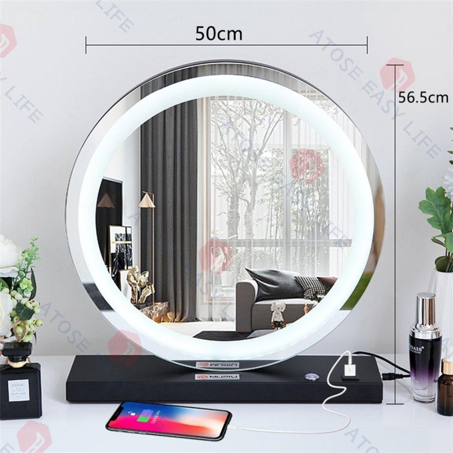 化粧鏡 丸形 Ledミラー ミラー ドレッサー おしゃれ 女優ミラー メイクが劇的に上手になる Ledブライトミラー 鏡台 照明 卓上 ミラー ライト付き Shyp1001 Atose Easy Life 通販 Yahoo ショッピング