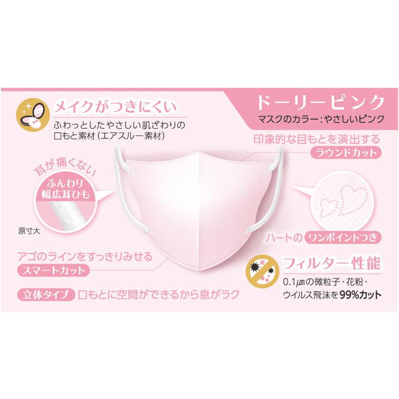 白元アース ビースタイル マスク 立体タイプ ふつうサイズ ドーリーピンク 5枚入 1袋 Omshop 通販 Yahoo ショッピング