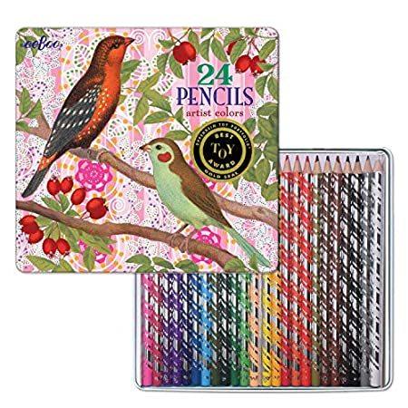 当店在庫してます！ 【送料無料】eeBoo Birds with Berries Colored Pencils in Tin Case, Set of 24 by eeBoo 色鉛筆
