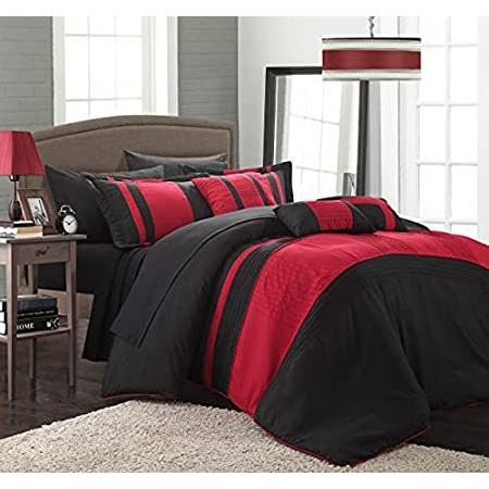 【送料無料】Chic Home Fiesta 10-Piece Bed in A Bag Comforter Set, Queen, Red｜omssstore