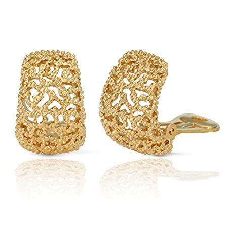 春のコレクション 送料無料JanKuo Jewelry ゴールドメッキ ヴィンテージスタイル セミフープ クリップオンイヤリング