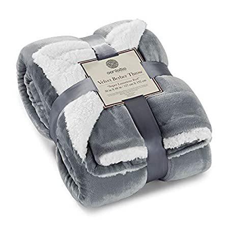 (130cm X 150cm , Gray) - Genteele Super Soft Luxurious Sherpa Throw Blanket