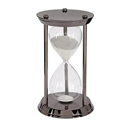 Deco 79 53429 メタル&ガラス砂タイマー 12インチ x 7インチ メタリックブラック