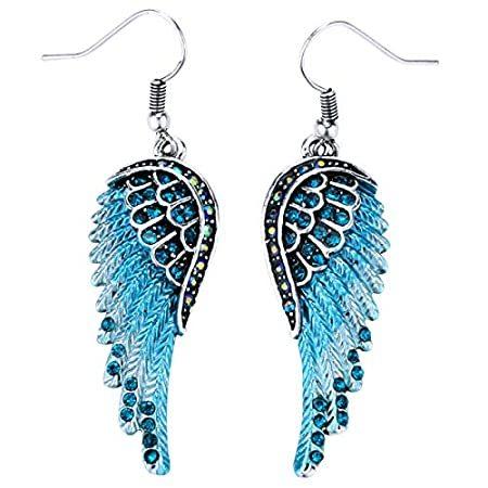 送料無料Szxc Jewelry Women´s Crystal Angel Wings Dangle Earrings Biker Jewelry