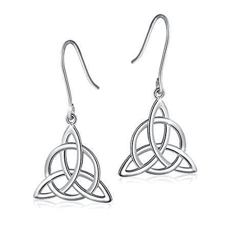 送料無料925 Sterling Silver Good Luck Irish Celtic Knot Triangle Vintage Earrings
