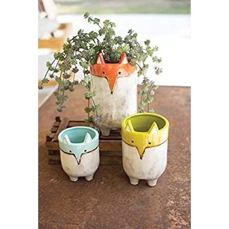 【送料無料】GwG Outlet Set of Three Ceramic Fox Planters CDV1865