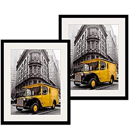 Art Emotion ソリッド木製写真フレーム 2mmガラス 20x24 Pack of 2 ブラック