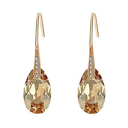 在庫入替特価 送料無料Austrian Crystal Teardrop Dangle Earrings for Women Drop Hook Earring 14K R