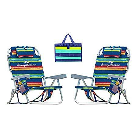 今年の新作から定番まで！Tommy Bahama Backpack Beach Cooler Chair Bundle (Stripe) with Camco Handy M