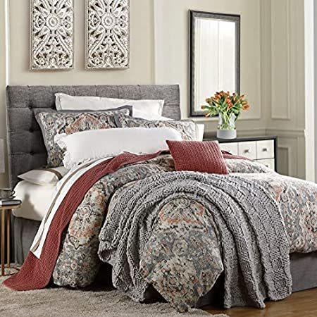 HiEnd Accents Carmen 3 Piece Comforter Set with Pillow Shams, Gray Medallio