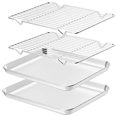 Wildone (ワイルドワン) ベーキングシート 
ラックセット [2枚 + 2ラック] ステンレススチールクッキーパン 冷却ラック付き