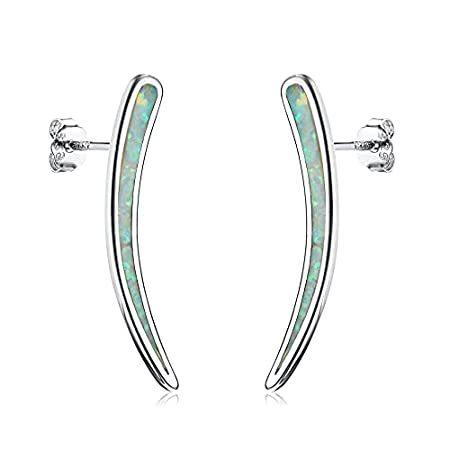 送料無料Milacolato Opal Ear Cuff Earrings 925 Sterling Silver Created Fire Opal Bar
