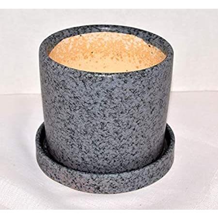 クーポンの入手 【送料無料】New 5 Grey Speckle Marble Look Cylinder Shape Planter Plant Pot & Saucer