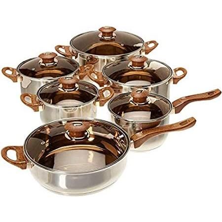 最新コレックション Sauce Pots Set Cookware Stainless Pieces 【送料無料】12 Pans Silver-Pot Set, Pan Frying クッカーセット