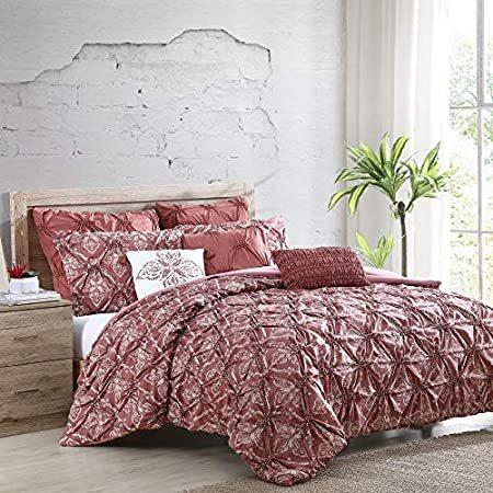 【送料無料】Modern Threads 8 Piece Washed-Printed Comforter Set Amaris, King, Red｜omssstore