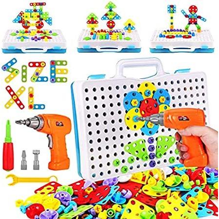 Parhlen Educational Toys Building Blocks, 244 Pieces Electric Screwdriver D