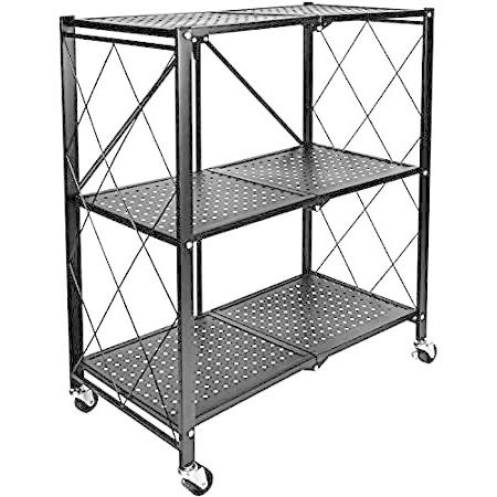 HealSmart 3-Tier Heavy Duty Foldable Metal Rack Storage Shelving Unit with