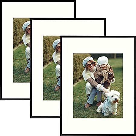 マットボードセンター 3個セット 12x16 アルミニウムメタル写真フレーム - ウォールディスプレイ - アートプリント、写真、プリントなど用(ブラ